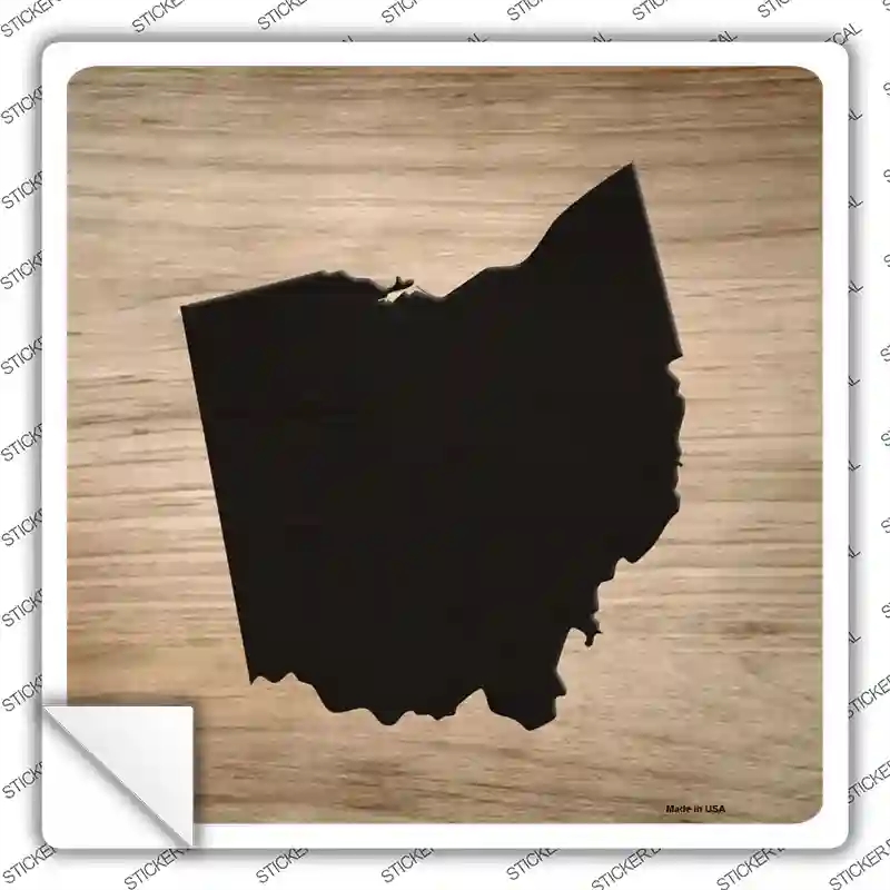 SQ-1087s-L Ohio Shape Letter Tile Novelty Square Sticker Decal, Large