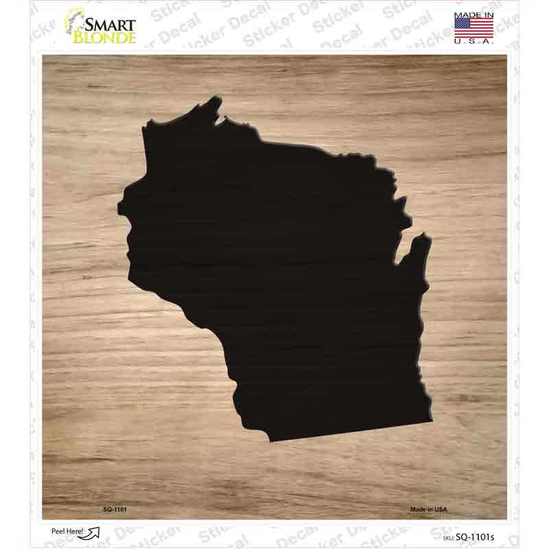 SQ-1101s-M Wisconsin Shape Letter Tile Novelty Square Sticker Decal, Medium