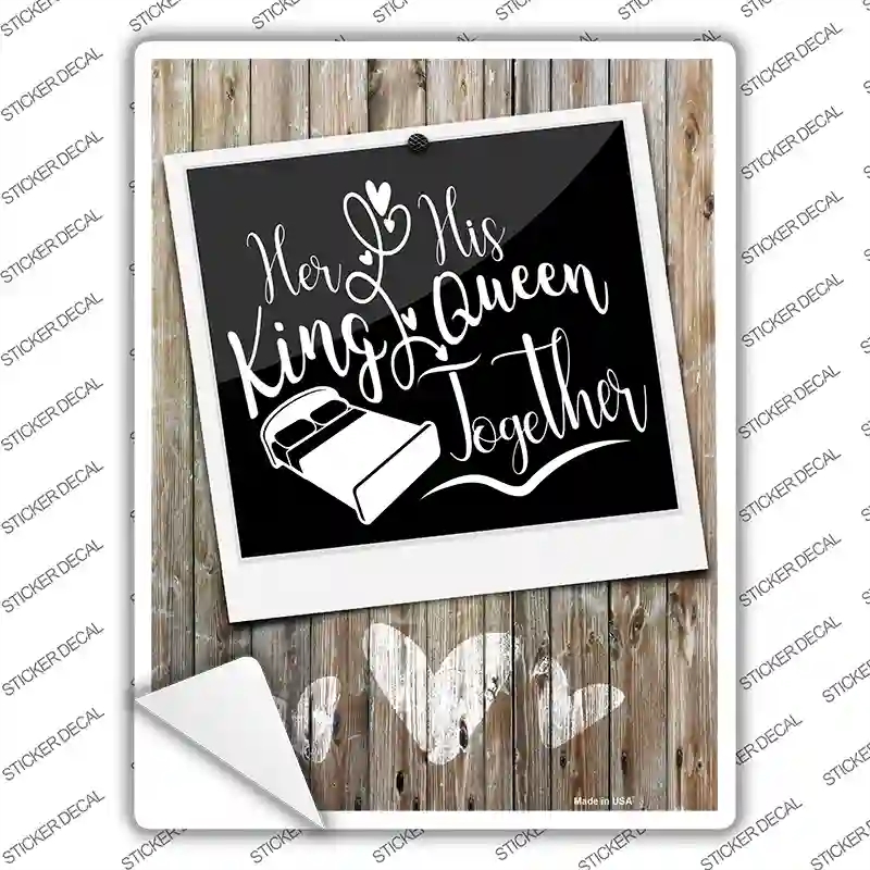 P-2625s-L King Queen Together Novelty Rectangular Sticker Decal, Large