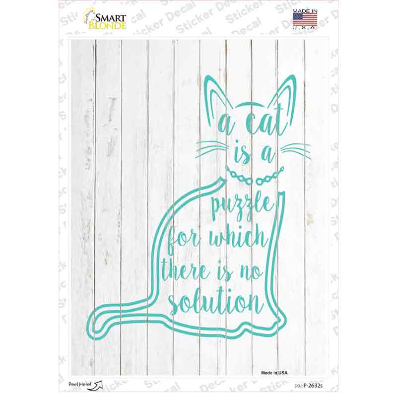 P-2632s-M Cat is A Puzzle Novelty Rectangular Sticker Decal, Medium