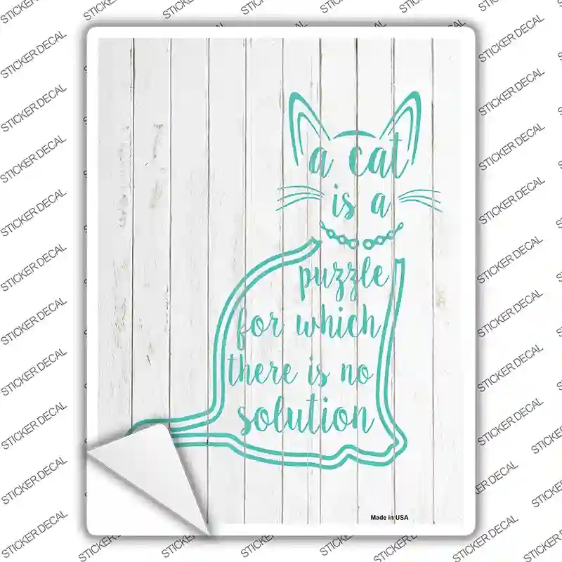P-2632s-S Cat is A Puzzle Novelty Rectangular Sticker Decal, Small