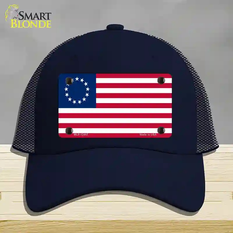HAT16-MLP-12487 Betsy Ross American Flag Novelty License Plate Hat, Mesh - Navy
