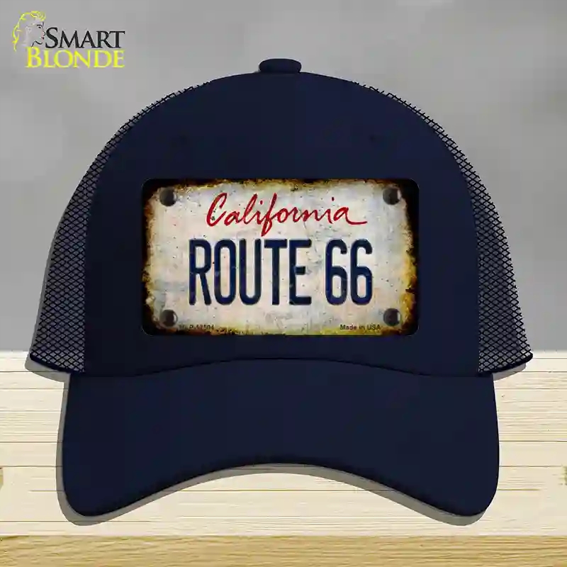 HAT16-MLP-12504 Route 66 California Rusty Novelty License Plate Hat, Mesh - Navy