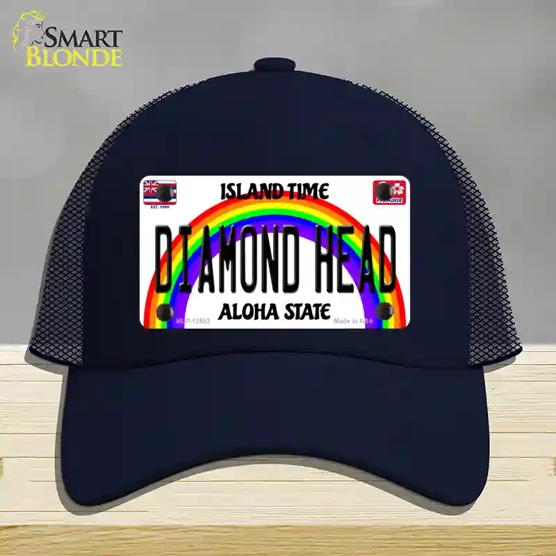 HAT16-MLP-12553 Diamond Head Hawaii Novelty License Plate Hat, Mesh - Navy