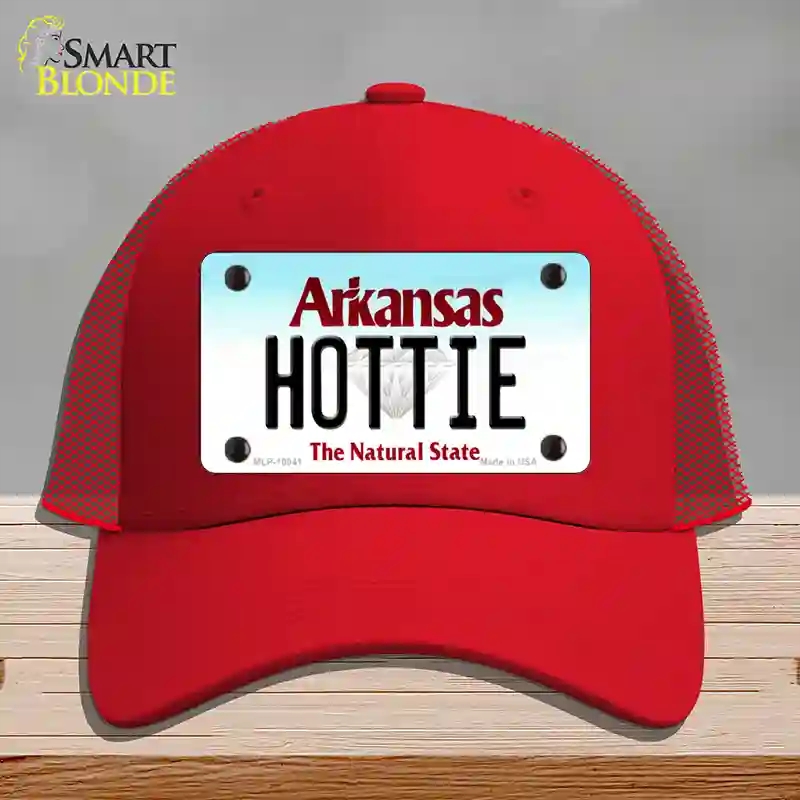 HAT17-MLP-10041 Hottie Arkansas Novelty License Plate Hat, Mesh - Red