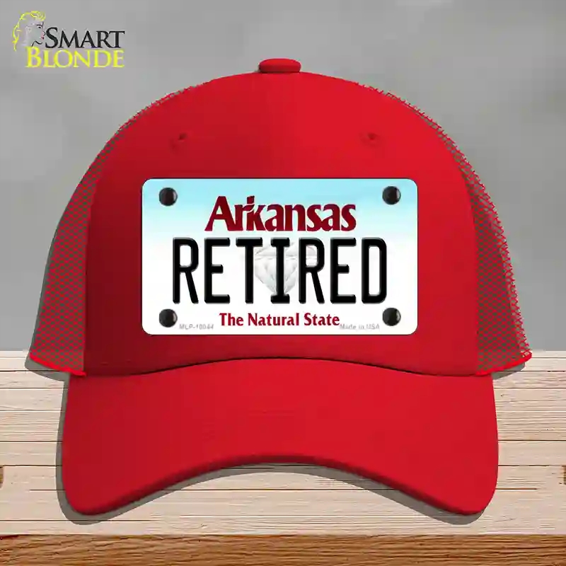 HAT17-MLP-10044 Retired Arkansas Novelty License Plate Hat, Mesh - Red