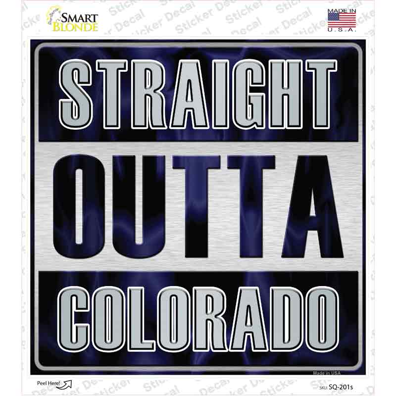 SQ-201s-M Straight Outta Colorado Novelty Square Sticker Decal, Medium