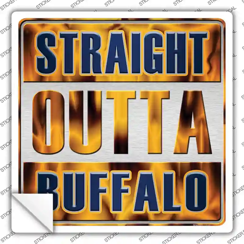 SQ-252s-S Straight Outta Buffalo Blue Novelty Square Sticker Decal, Small