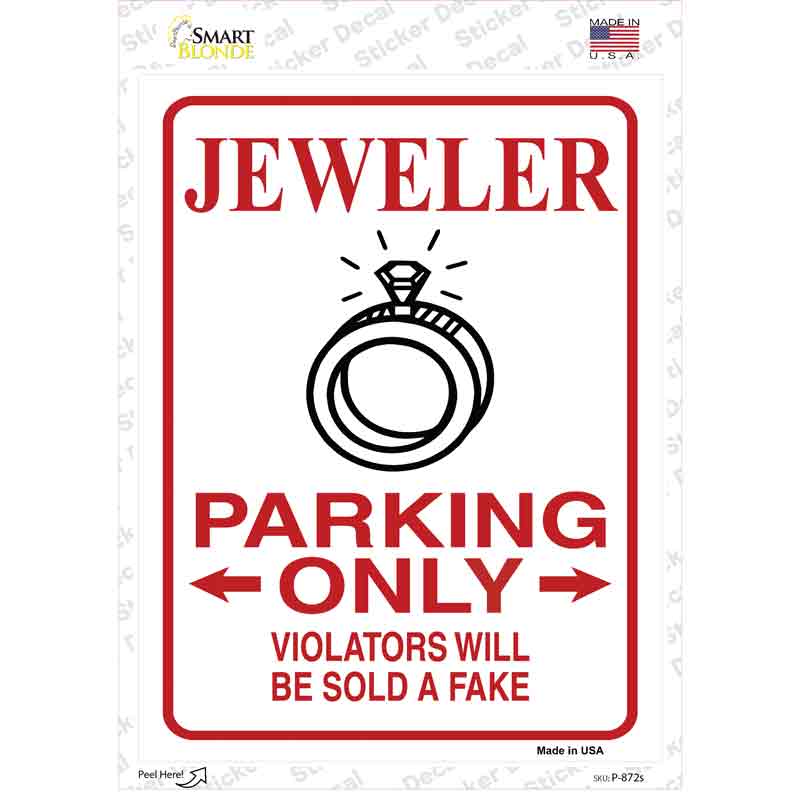 P-872s-M Jeweler Parking Sold A Fake Novelty Rectangular Sticker Decal, Medium