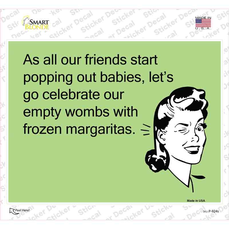P-924s-M Celebrate with Frozen Margaritas Novelty Rectangle Sticker Decal, Medium