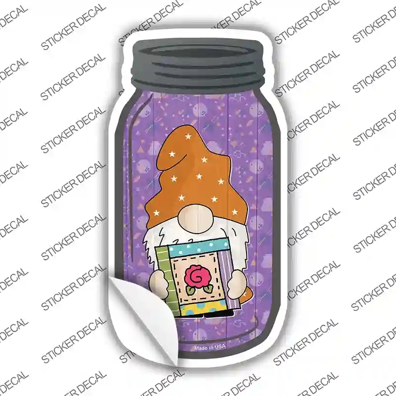 MJ-774s-L Gnome Scrapbooking Novelty Mason Jar Sticker Decal, Large