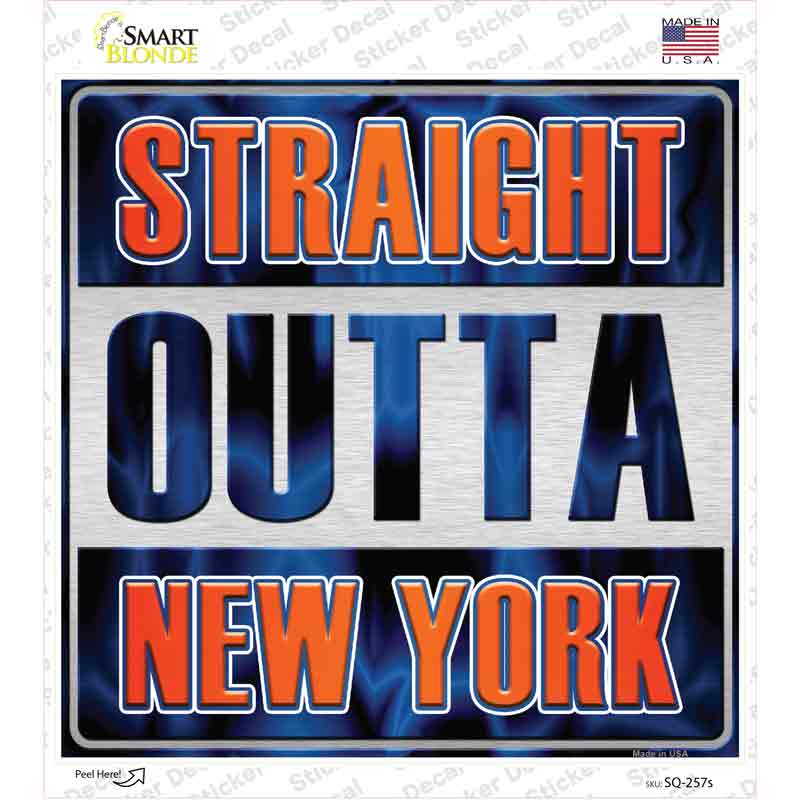 SQ-257s-M Straight Outta   York Outlined Novelty Square Sticker Decal, Medium