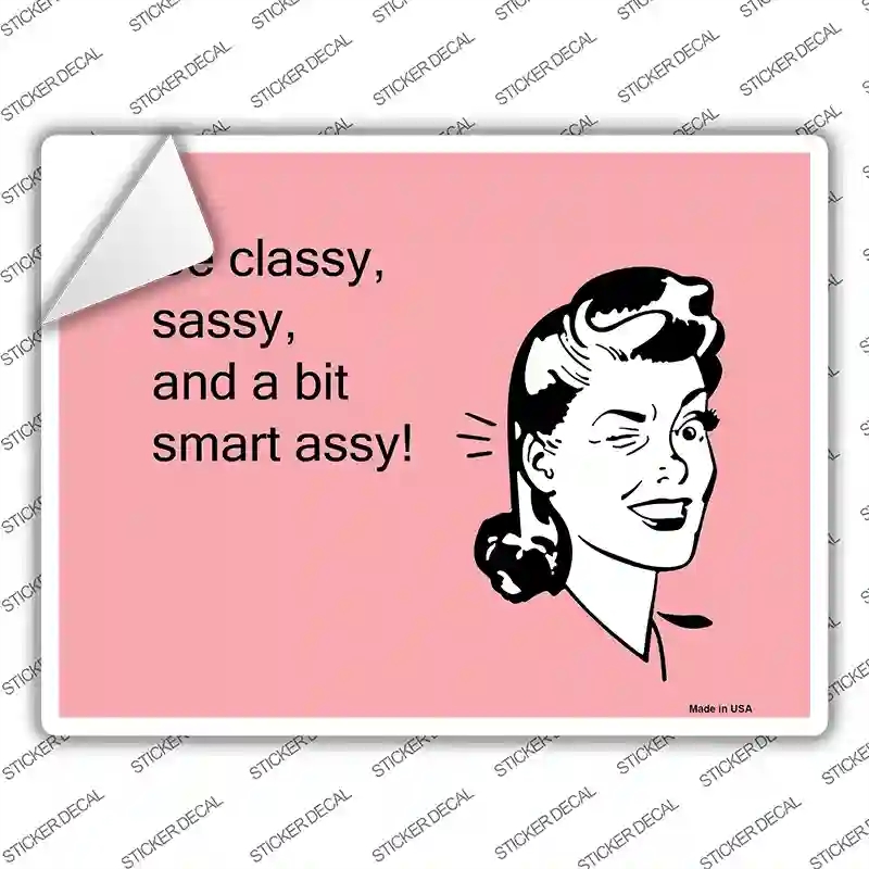P-957s-XL Classy Sassy Smart Assy Novelty Rectangle Sticker Decal, Extra Large