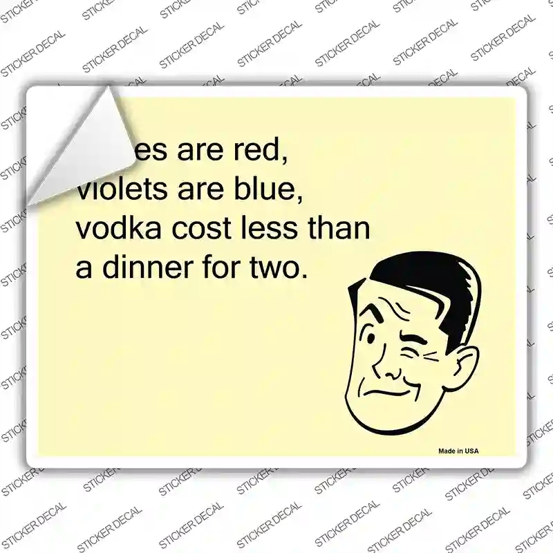 P-961s-XL Roses Are Red Novelty Rectangle Sticker Decal, Extra Large