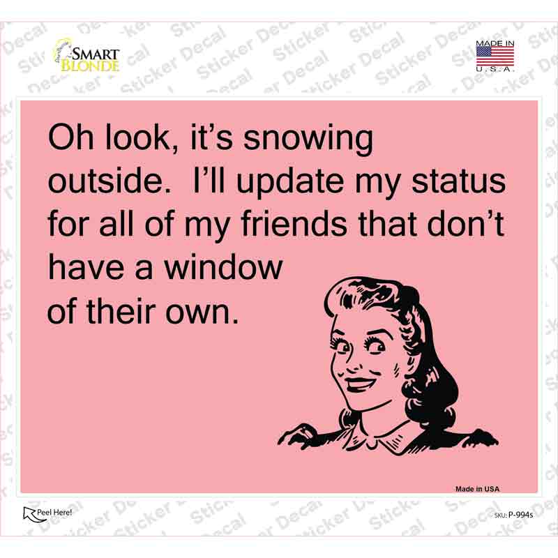 P-994s-M Oh Look Its Snowing Novelty Rectangle Sticker Decal, Medium