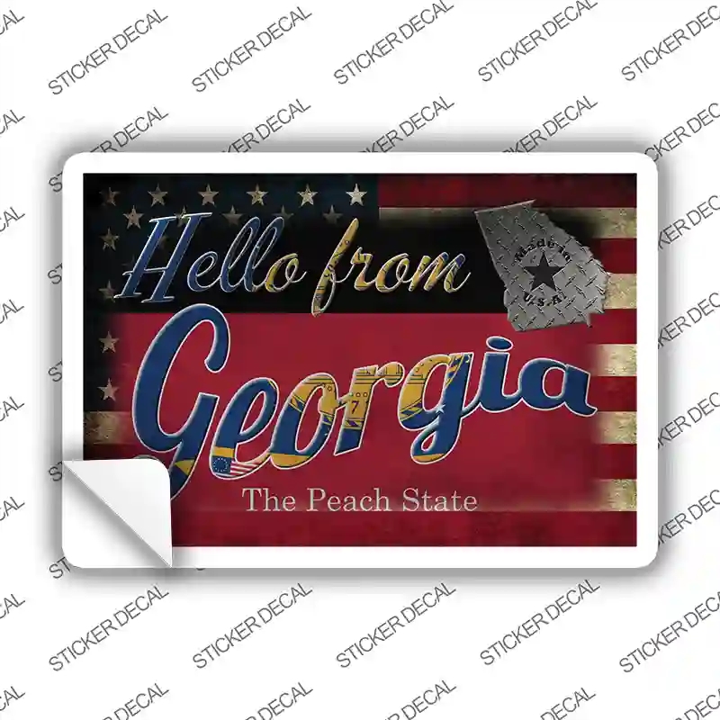 PC-010s-XL Hello From Georgia Novelty Postcard Sticker Decals, Extra Large