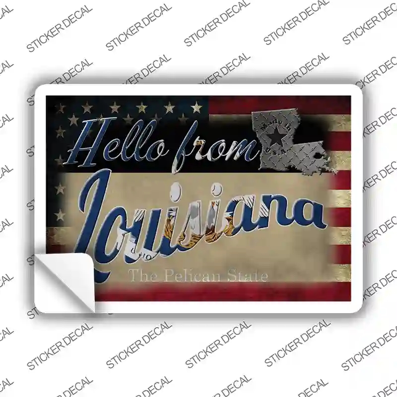 PC-018s-L Hello From Louisiana Novelty Postcard Sticker Decals, Large