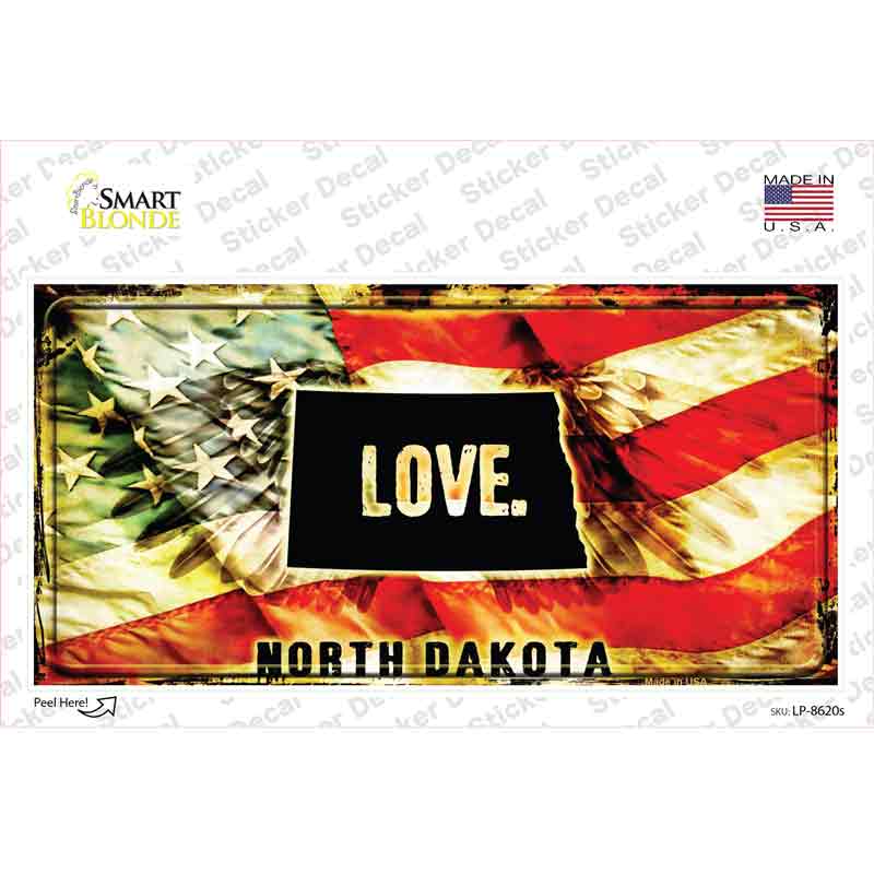 LP-8620s-M North Dakota Love Novelty Sticker Decal, Medium