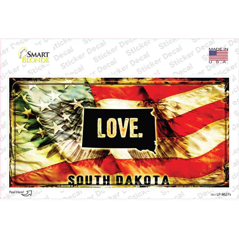 LP-8627s-M South Dakota Love Novelty Sticker Decal, Medium