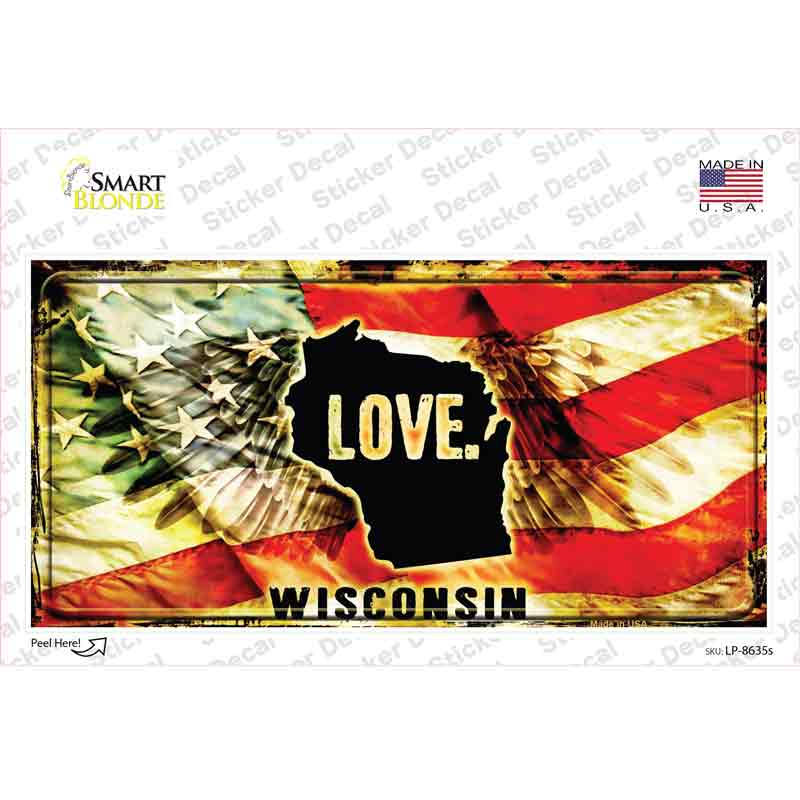LP-8635s-M Wisconsin Love Novelty Sticker Decal, Medium