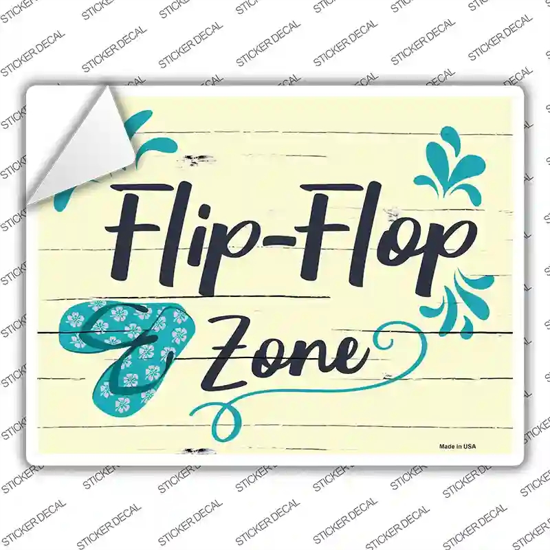 P-1994s-L Flip Flop Zone Blue Novelty Rectangular Sticker Decal, Large