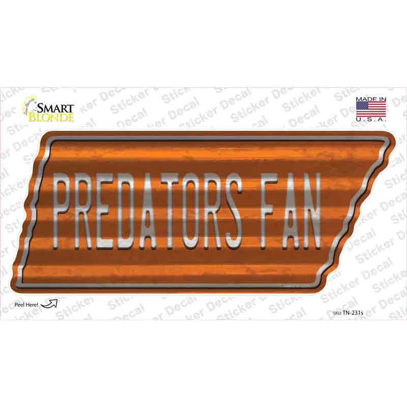 TN-231s-M Predators Fan Novelty Corrugated Tennessee Shape Sticker Decal, Medium