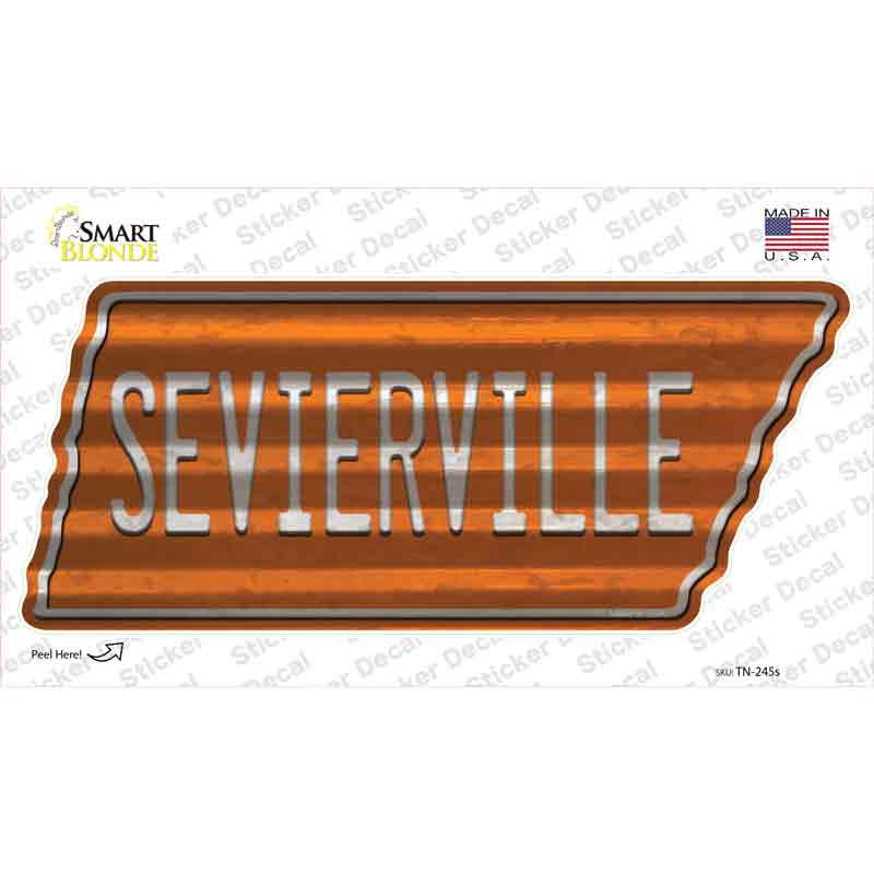 TN-245s-M Sevierville Novelty Corrugated Tennessee Shape Sticker Decal, Medium