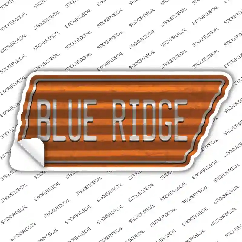 TN-255s-S Blue Ridge Novelty Corrugated Tennessee Shape Sticker Decal, Small