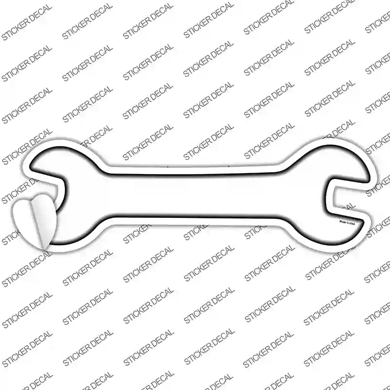 W-001s-XL White Novelty Wrench Sticker Decal, Extra Large