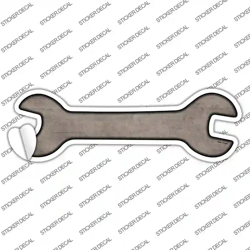 W-014s-L Tan Oil Rubbed Novelty Wrench Sticker Decal, Large