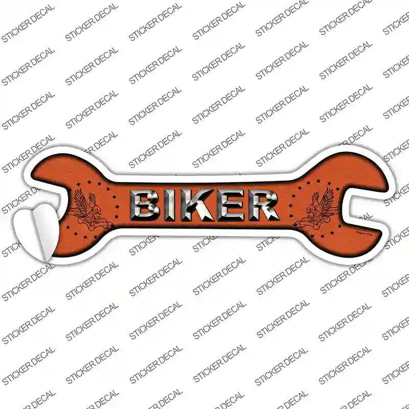 W-074s-L Biker Novelty Wrench Sticker Decal, Large