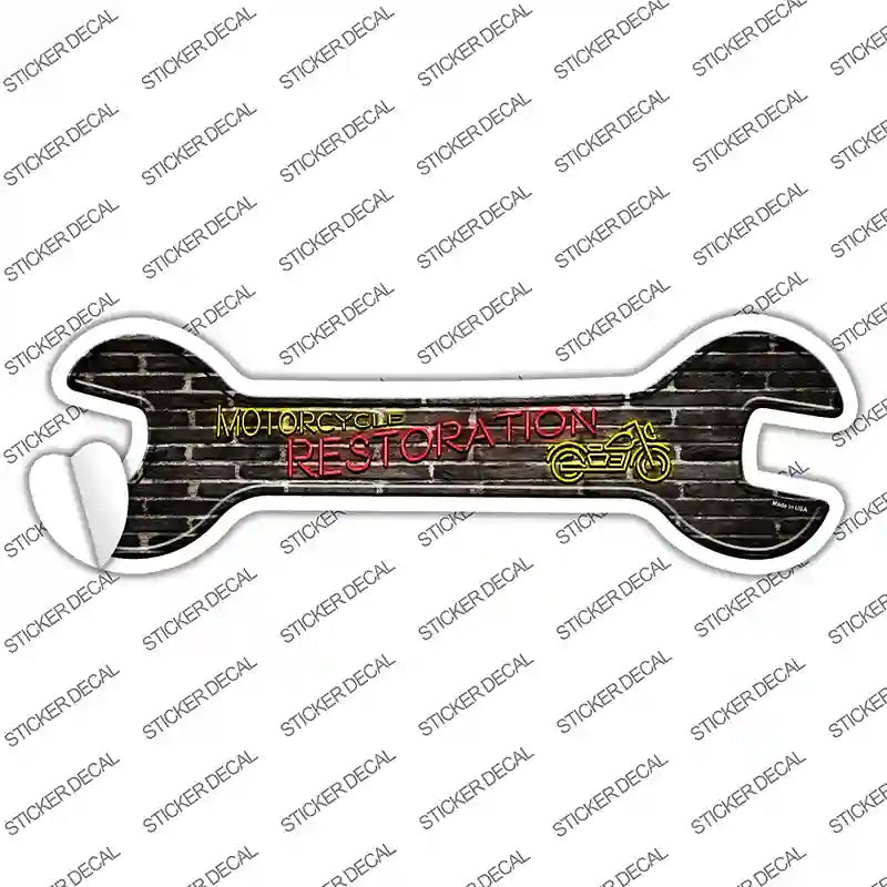 W-155s-S Motorcycle Restoration Novelty Wrench Sticker Decal, Small