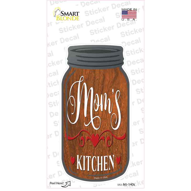 MJ-140s-M Moms Kitchen Wood Grain Novelty Mason Jar Sticker Decal, Medium