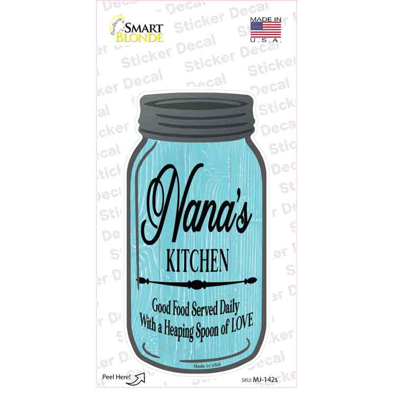 MJ-142s-M Nanas Kitchen Love Novelty Mason Jar Sticker Decal, Medium