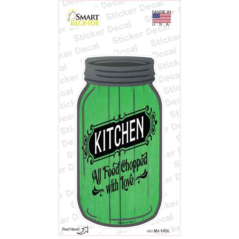MJ-145s-M Chopped with Love Novelty Mason Jar Sticker Decal, Medium