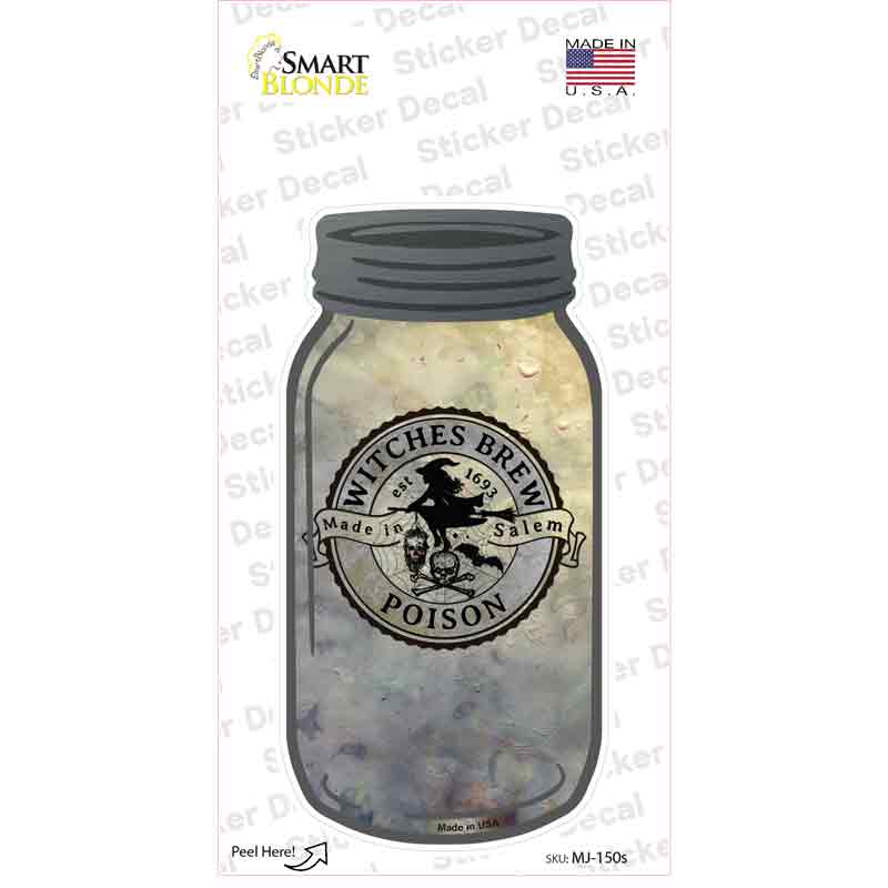 MJ-150s-M Poison Gray Novelty Mason Jar Sticker Decal, Medium