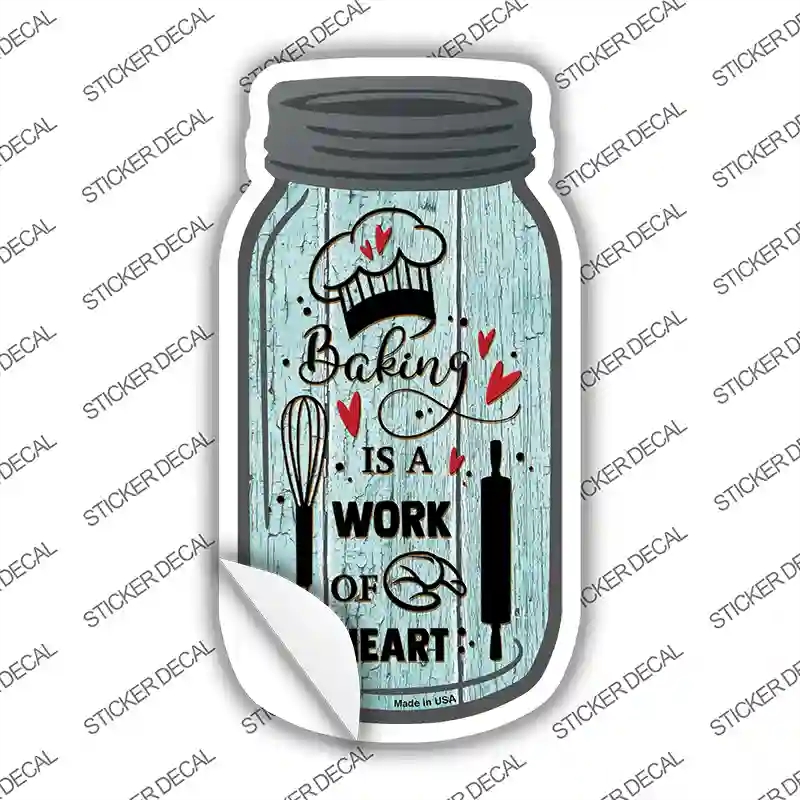 MJ-159s-L Baking Work of Heart Novelty Mason Jar Sticker Decal, Large