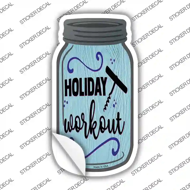 MJ-185s-S Holiday Workout Wine Corkscrew Novelty Mason Jar Sticker Decal, Small