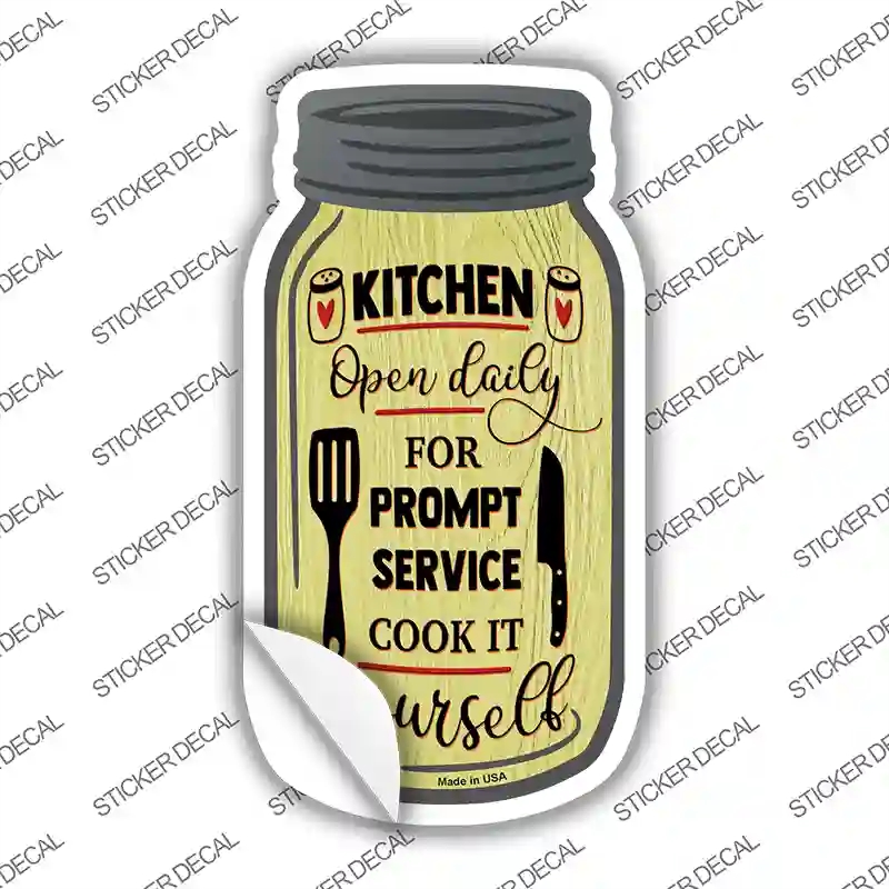 MJ-204s-S Prompt Service Yellow Novelty Mason Jar Sticker Decal, Small