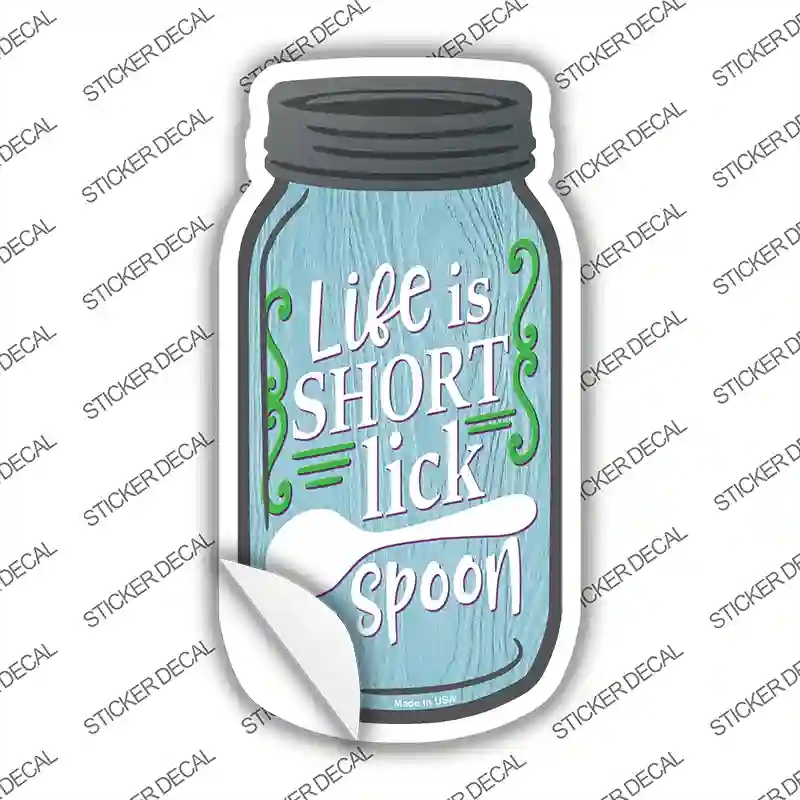 MJ-210s-S Life Short Lick Spoon Novelty Mason Jar Sticker Decal, Small