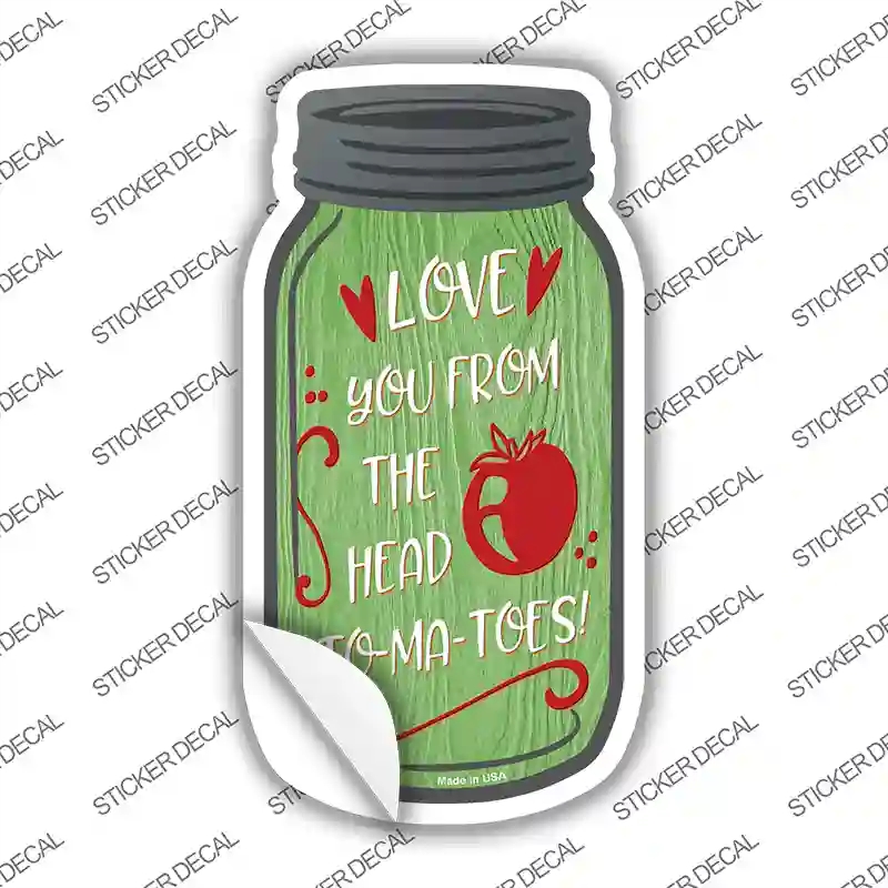 MJ-214s-L Head to Tomatoes Novelty Mason Jar Sticker Decal, Large