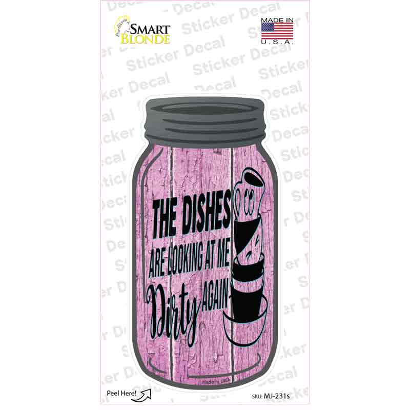 MJ-231s-M Dishes Looking Dirty Pink Novelty Mason Jar Sticker Decal, Medium