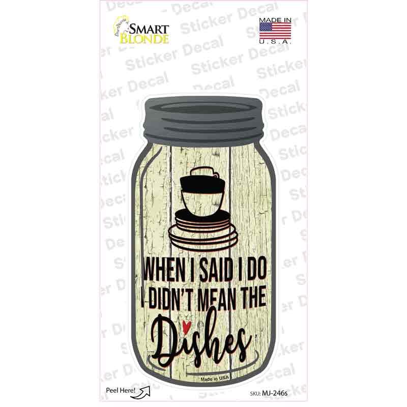 MJ-246s-M Marriage Dishes Novelty Mason Jar Sticker Decal, Medium