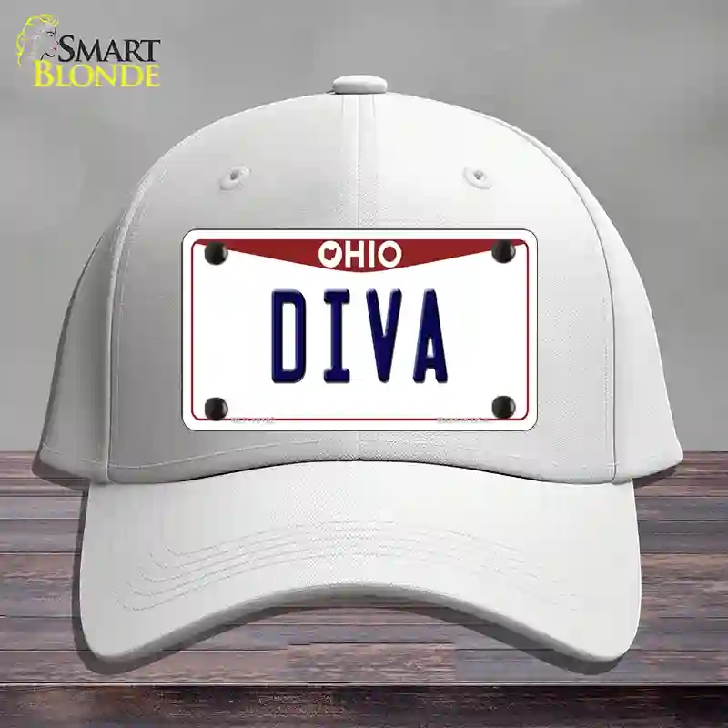 HAT21-MLP-10102 Diva Ohio Novelty License Plate Hat, Cotton - White