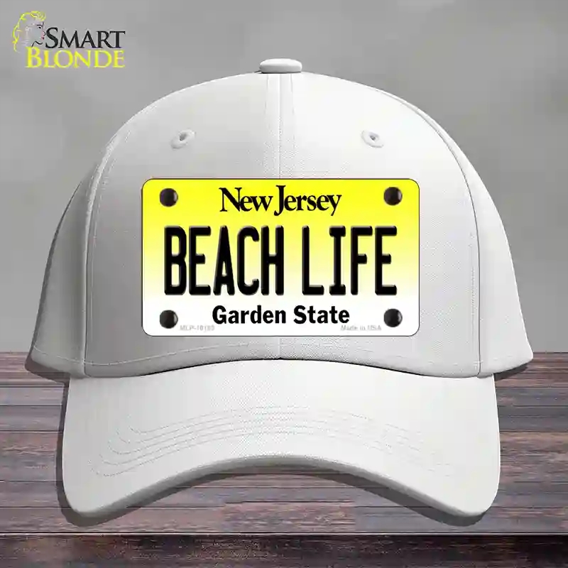 HAT21-MLP-10183 Beach Life   Jersey Novelty License Plate Hat, Cotton - White