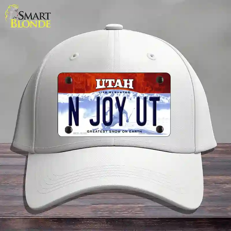 HAT21-MLP-10197 N Joy UT Utah Novelty License Plate Hat, Cotton - White