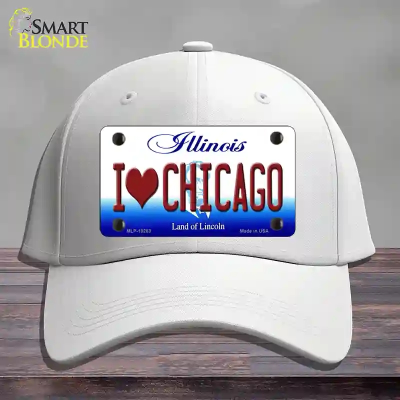 HAT21-MLP-10283 I Love Chicago Illinois Novelty License Plate Hat, Cotton - White