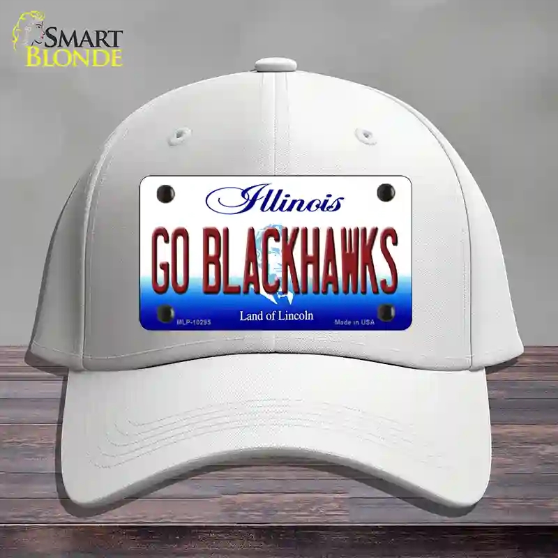 HAT21-MLP-10295 Go Blackhawks Illinois Novelty License Plate Hat, Cotton - White