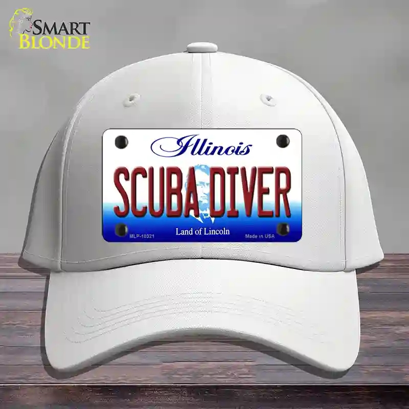 HAT21-MLP-10321 Scuba Diver Illinois Novelty License Plate Hat, Cotton - White