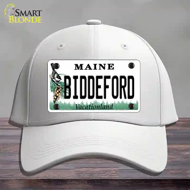 HAT21-MLP-10392 Biddeford Maine Novelty License Plate Hat, Cotton - White